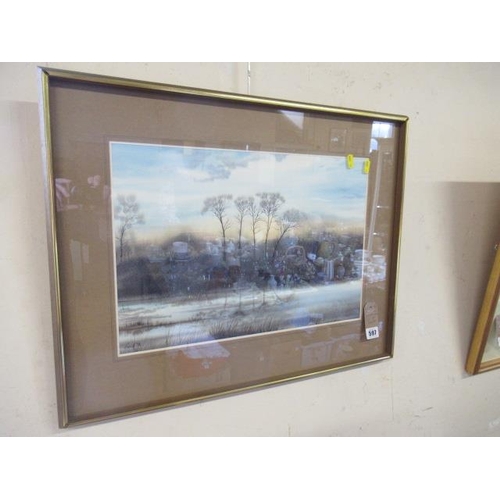 597 - ORIGINAL WINTER SCENE WATERCOLOUR BY GRIFF