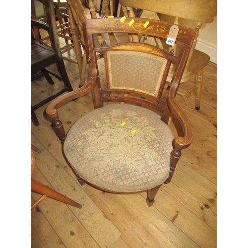 647 - SMALL INLAID VICTORIAN ARMCHAIR