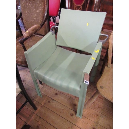 660 - MINT GREEN PLASTIC CHAIR BY PHILIPPE STARCK