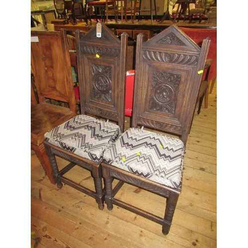 665 - TWO CARVED HIGHBACK CHAIRS