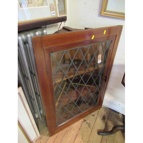 677 - GLAZED AND LEADED CORNER DISPLAY CUPBOARD