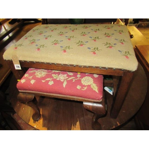 736 - TWO EMBROIDERED STOOLS