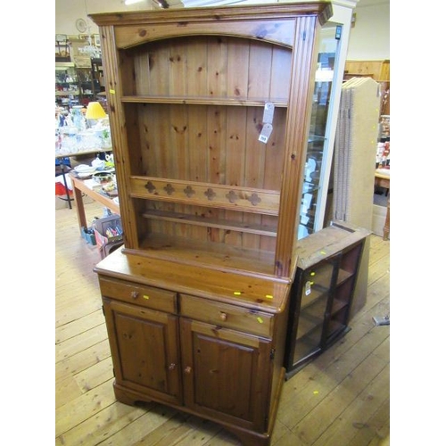 759 - PINE BOOKCASE ON CUPBOARD