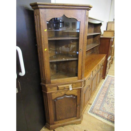 792 - OAK CORNER DISPLAY CABINET