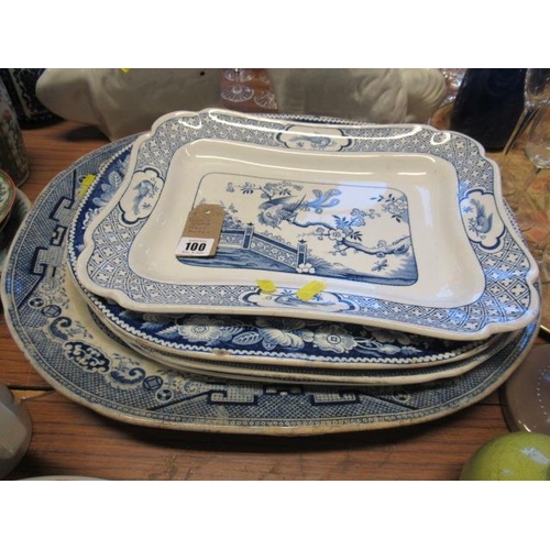 100 - QUANTITY OF BLUE AND WHITE MEAT PLATES