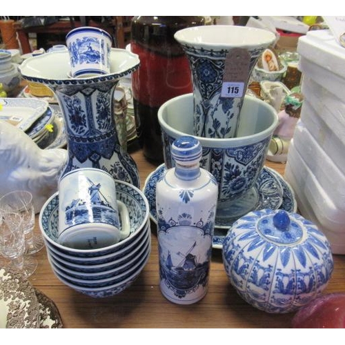 115 - QUANTITY OF BLUE AND WHITE CERAMICS INCLUDING DELFT WARE