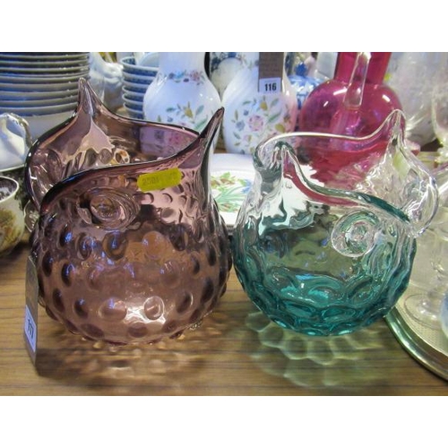 117 - TWO RETRO GLASS OWLS