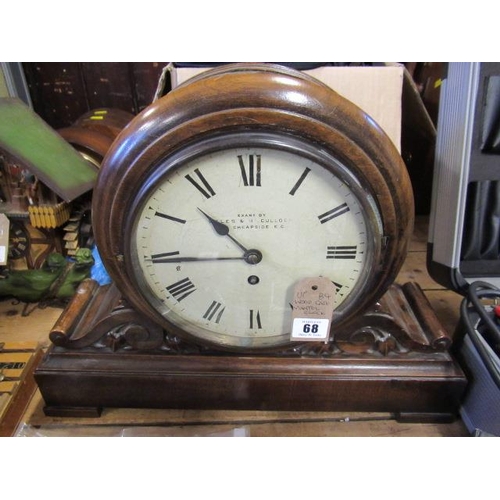 68 - WOODEN CASED CIRCULAR MANTLE CLOCK