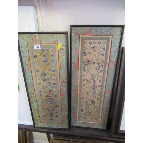 745 - TWO CHINESE SILK PICTURES