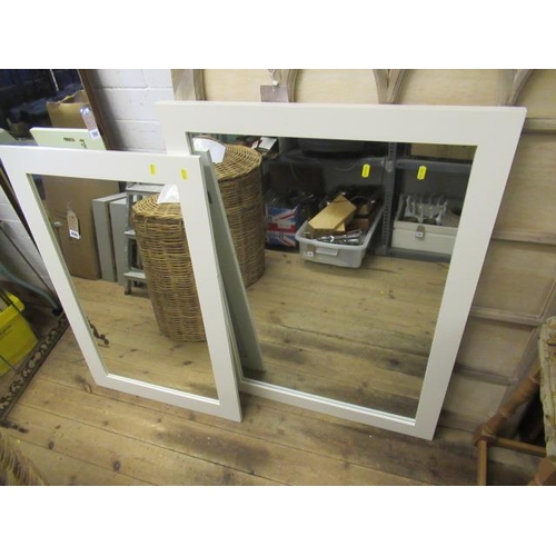 800 - TWO WHITE FRAMED MIRRORS