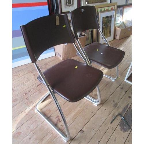 862 - PAIR OF CHROME AND LEATHER CHAIRS