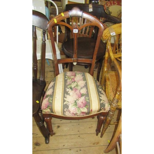 867 - INLAID AND UPHOLSTED  CHAIR