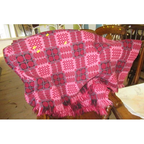 879 - DOUBLE SIDED VINTAGE WELSH BLANKET