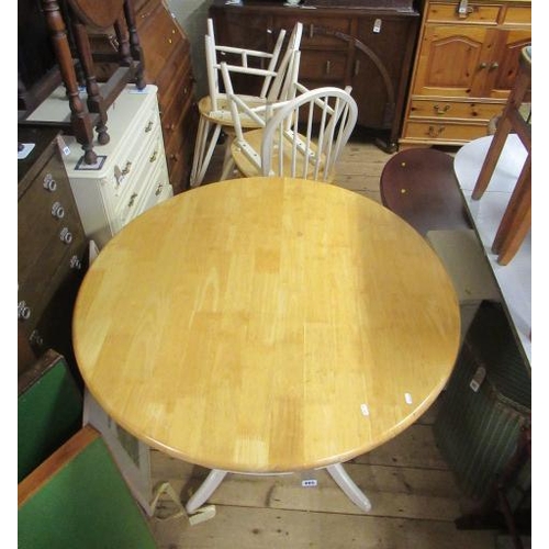 985 - CREAM AND BEECH TOPPED TABLE WITH FOUR MATCHING CHAIRS