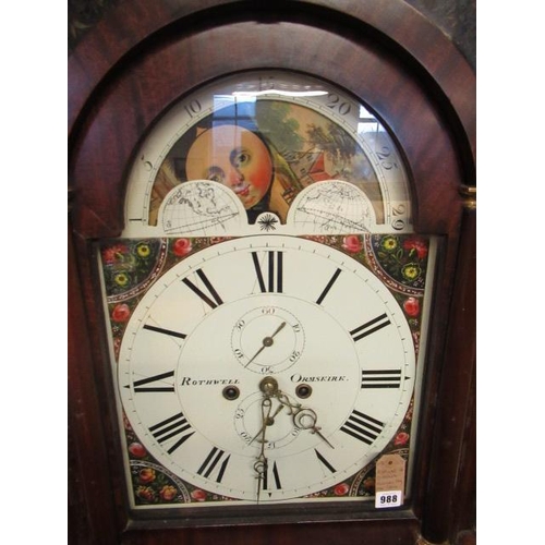 988 - ROTHWELL OF ORMSKIRK MAHOGANY LONGCASE CLOCK