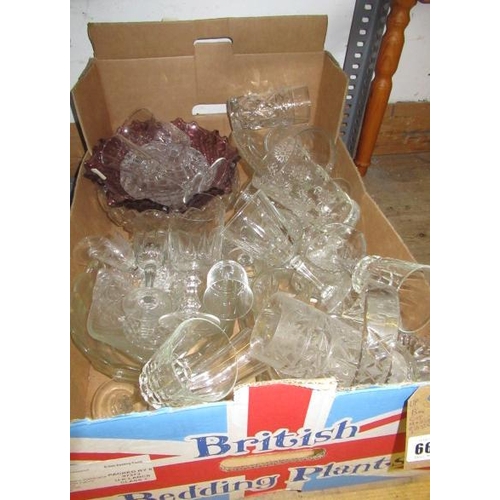 669 - BOX OF CUT AND MOULDED GLASS