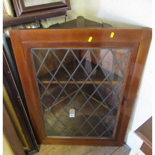 827 - MAHOGANY AND GLAZED CORNER CUPBOARD