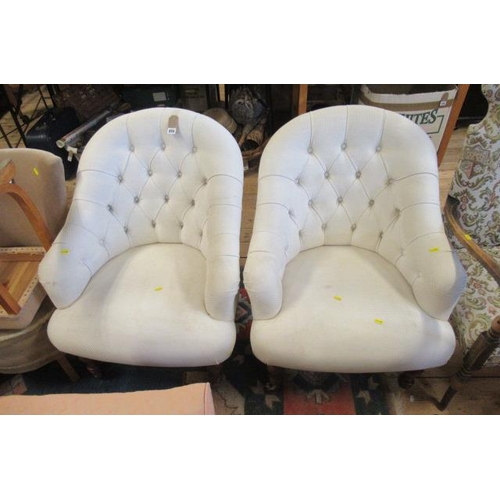 898 - PAIR OF UPHOLSTERED BUTTON BACK CHAIRS