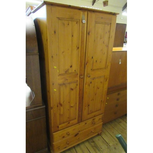 958 - PINE WARDROBE WITH TWO DRAWERS