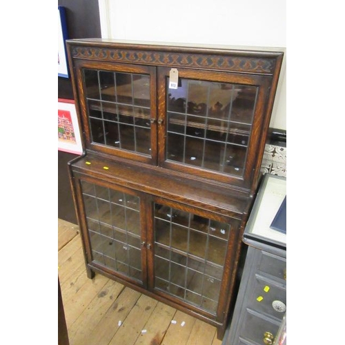 973 - OAK LEADED BOOKCASE