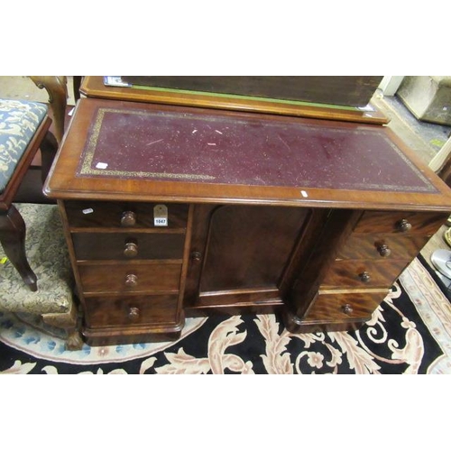 1047 - BURGUNDY LEATHER TOPPED DESK