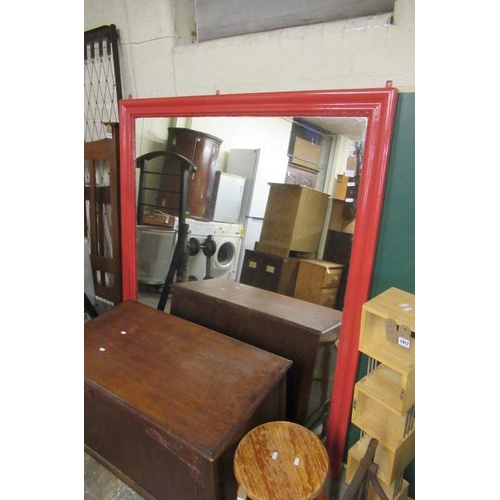 LARGE PINK FRAMED MIRROR