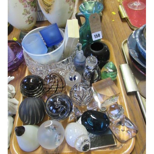 150 - TRAY OF ART GLASS ETC