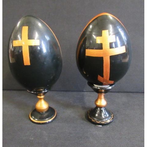 370 - PAIR OF RUSSIAN ICON EASTER EGGS