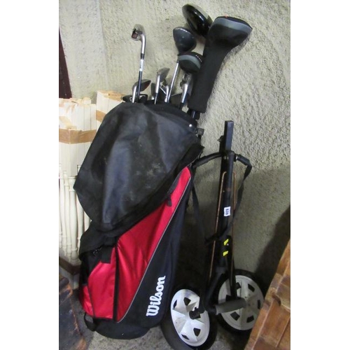 630 - WILSON PROFILE 431 SS GOLF CLUBS  BAG   TROLLEY AND CONTENTS