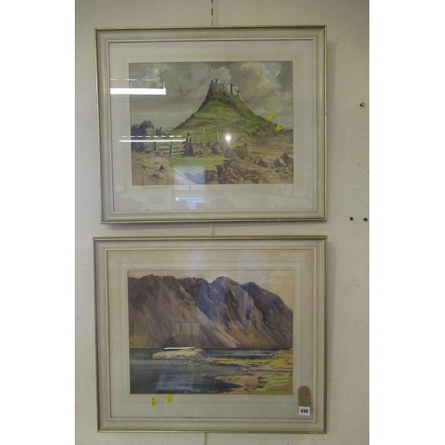 646 - PAIR OF FRAMED WATERCOLOURS WASTWATER AND LINDISFARNE BY LG KERSLEY