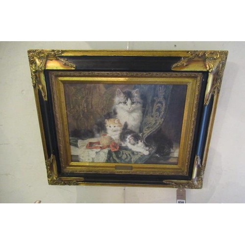 650 - FRAMED PRINT OF CATS