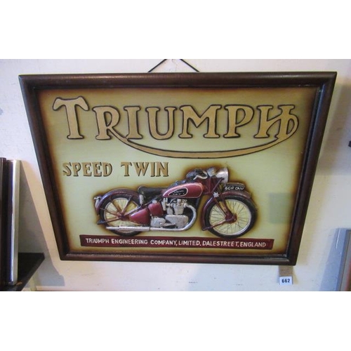 662 - FRAMED TRIUMPH MOTORCYCLE PICTURE