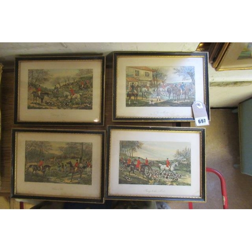 697 - SET OF FOUR HUNTING PRINTS