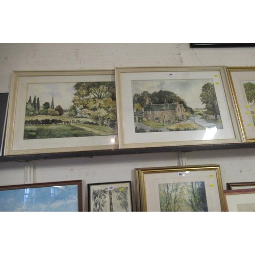 709 - PAIR OF GILT FRAMED WATERCOLOURS OF ESHOLT AND BURLEY IN WHARFEDALE BY STANLEY TRAINOR