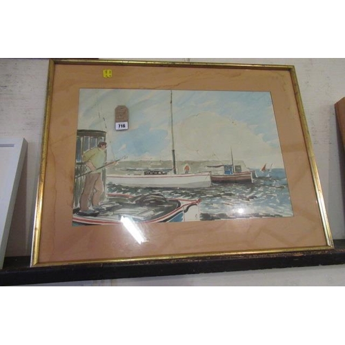 716 - WATERCOLOUR BOATS SIGNED CAMPBELL