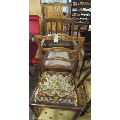 814 - TWO DINING CHAIRS AND A COMMODE