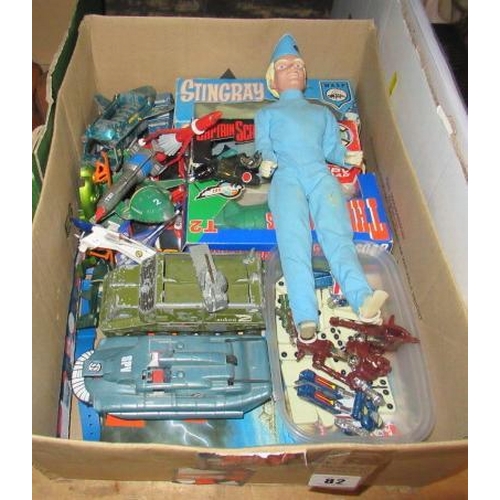 82 - BOX OF THUNDERBIRD TOYS ETC