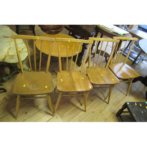 831 - FOUR ELM ERCOL NUMBER 391 DINING CHAIRS