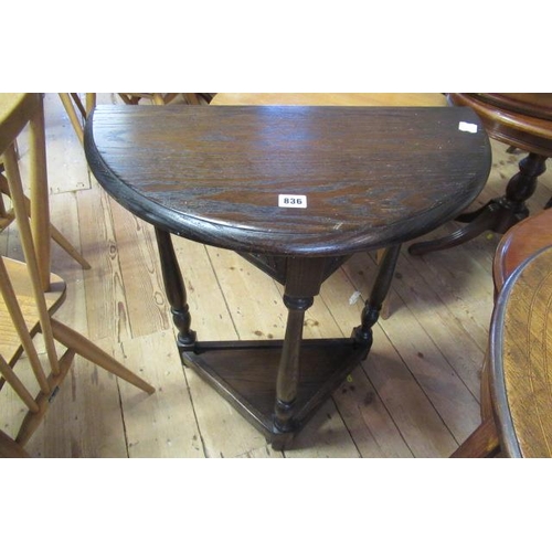 836 - OAK DEMI LUNE TABLE