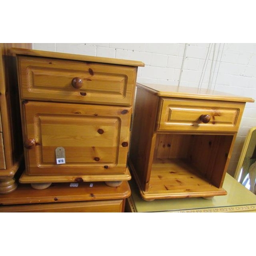 873 - TWO PINE BEDSIDE CABINETS