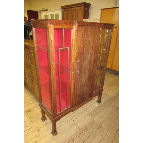 898 - OAK DISPLAY CABINET