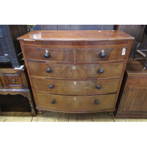 904 - MAHOGANY BOW FRONT CHEST OF DRAWERS