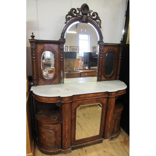 923 - ANTIQUE MARBLE TOPPED BUFFET SIDEBOARD