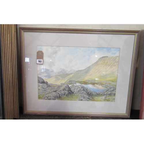 702 - WATERCOLOUR OF THREE TARNS BY B BYTHEWAY