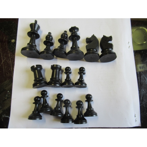 7 - BOX OF CHESS PIECES AND A BOX OF DRAUGHTS