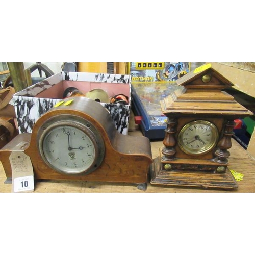 10 - SMITHS INLAID MANTLE CLOCK AND ANOTHER