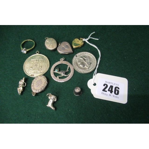 246 - 9CT GOLD LOCKET AND OTHER JEWELLERY