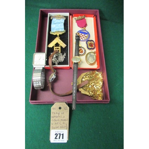 271 - TRAY OF MASONIC AND OTHER MEDALS ETC