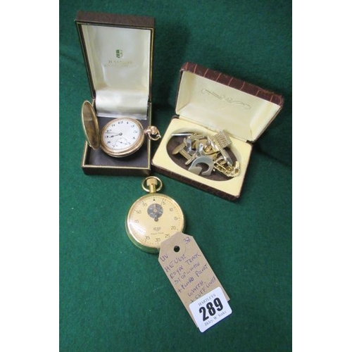 289 - HEUER ROYAL TRACK STOPWATCH AND PLATED POCKET WATCH ETC