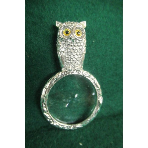 307 - SILVER OWL MAGNIFYING GLASS